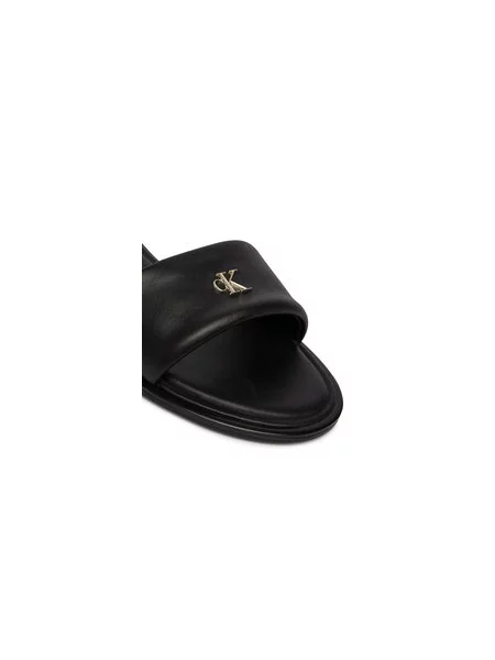 Šlepetės Calvin Klein Round Flat Sndl Lth Bar Hw 2 juoda