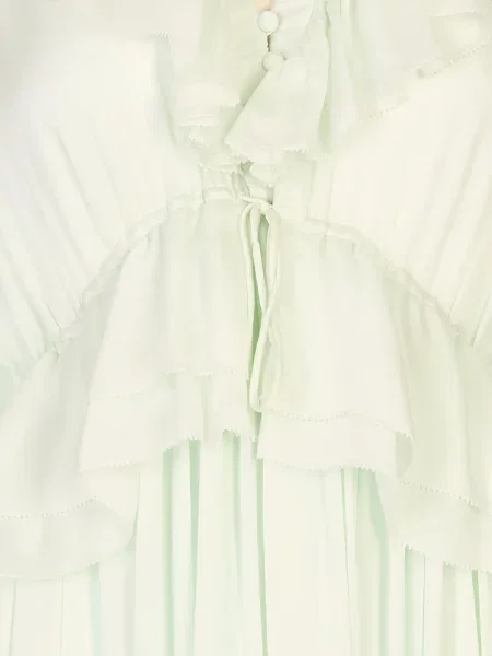 Rochie maxi Chloé de mătase cu volane gri