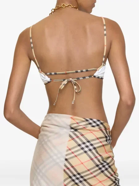 Bikini Burberry în carouri alb