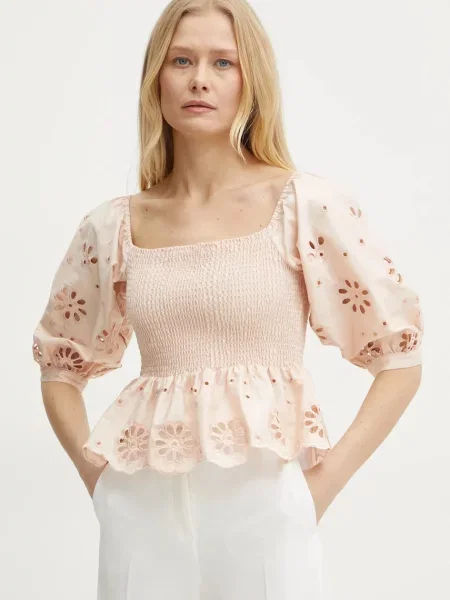 Блуза Fracomina дамска с изчистен дизайн оранжево