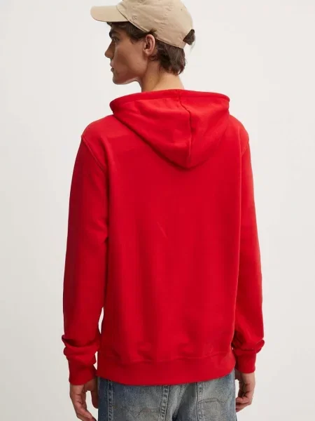 Geacă Adidas Originals cu glugă roșu