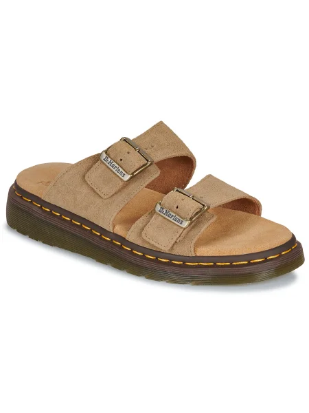 Semišové šľapky Dr. Martens béžová
