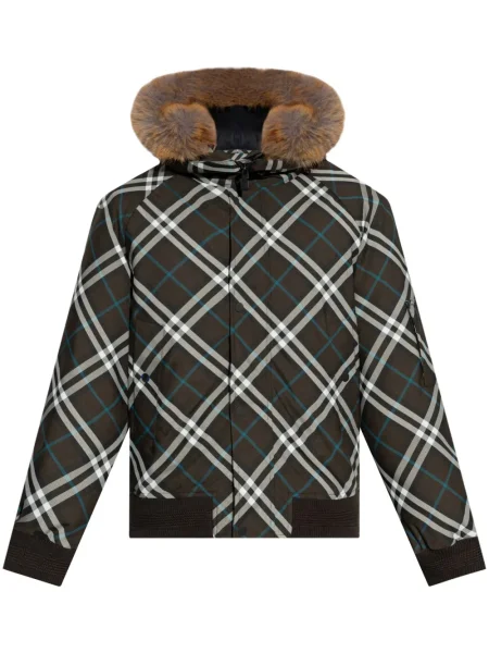 Geacă bomber Burberry în carouri maro