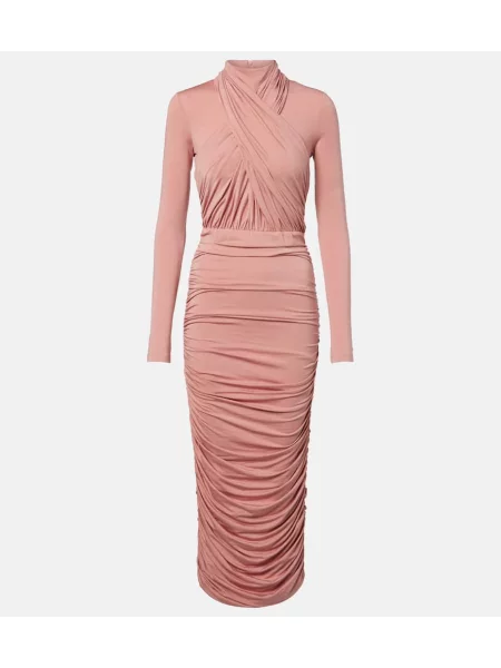 Rochie midi Balmain din jerseu până la genunchi de costum roz