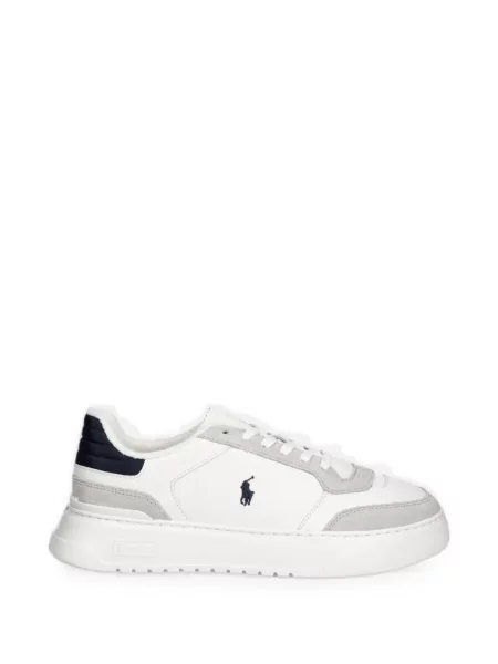 Papuci Polo Ralph Lauren din piele cu autograf cu cordon albastru