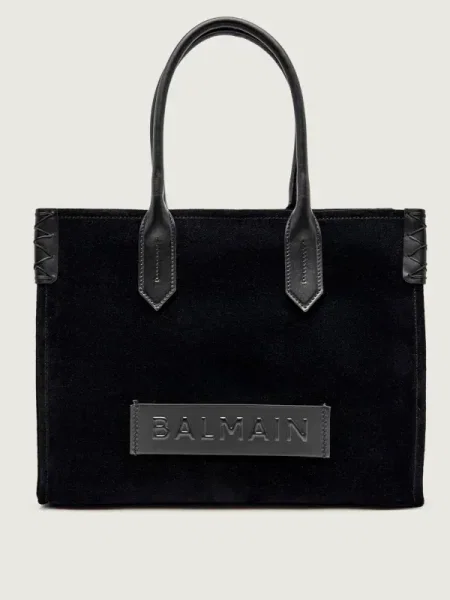 Balmain Geantă shopper B-ARMY 36 | piele întoarsă negru