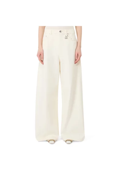 Szerokie jeansy Sportmax beżowe