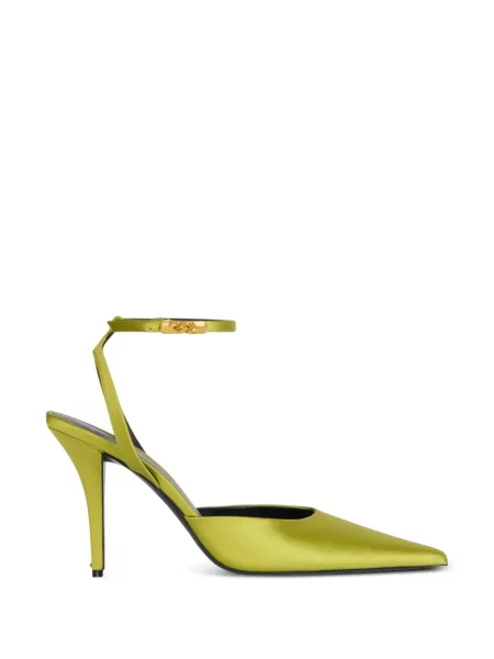 Pantofi cu toc Balmain din satin verde