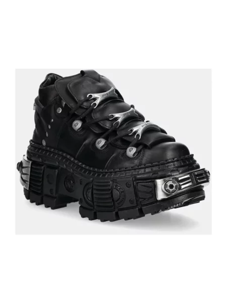 Botki New Rock skórzane czarne