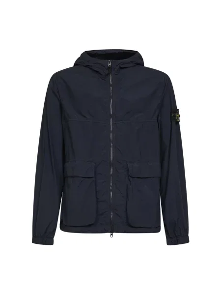 Kurtka Stone Island z kapturem z kamieniami niebieska