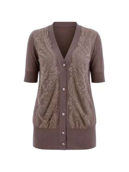 Cardigan Pink Memories cu decolteu în V din dantelă violet