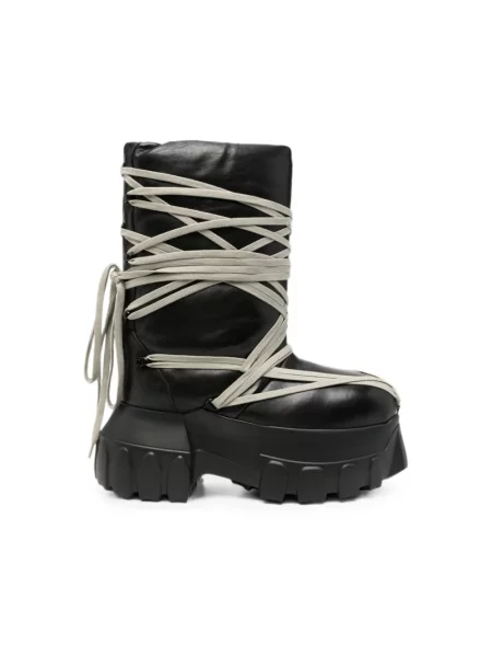 Botki Rick Owens skórzane na platformie kopertowe czarne