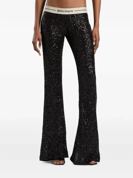 Pantaloni Palm Angels cu paiete negru