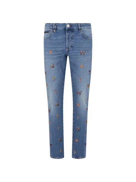 Blugi drepți Philipp Plein albastru