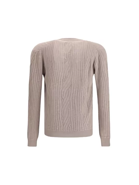 Sweter Brioni z nadrukiem z dekoltem w serek beżowy