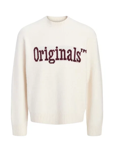 JACK & JONES Pulover JORMONTREAL ciocolatiu / lână alb