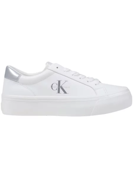 Calvin Klein Tenisice Vulc Flatf Lth Silver Logo Tag bijela