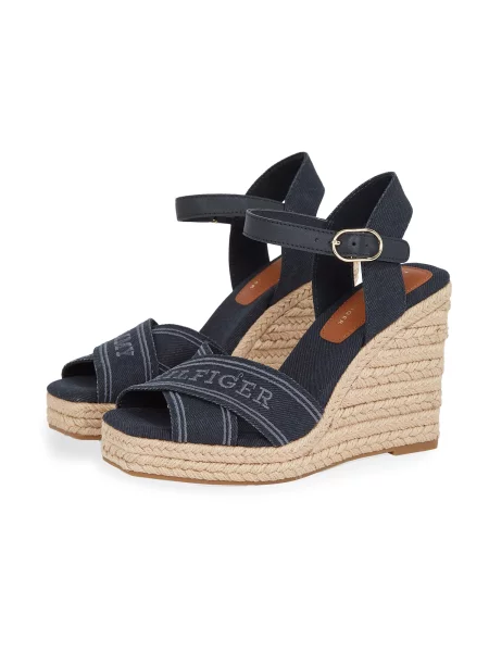 Tommy Hilfiger szandál TOMMY HILFIGER ESPAD HIGH WEDGE sötétkék
