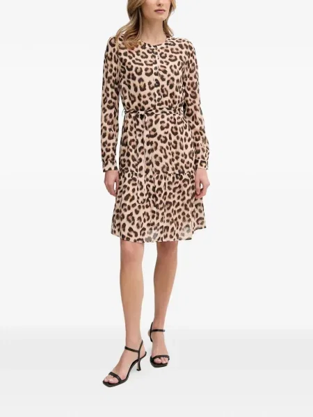 Rochie midi Oui cu imagine cu model leopard până la genunchi