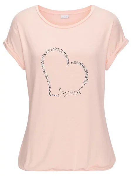 LASCANA Majica breskev / črna bela