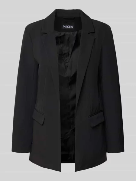 Długi żakiet o luźnym kroju z zaszewkami model ‘BOZZY’ Pieces czarna