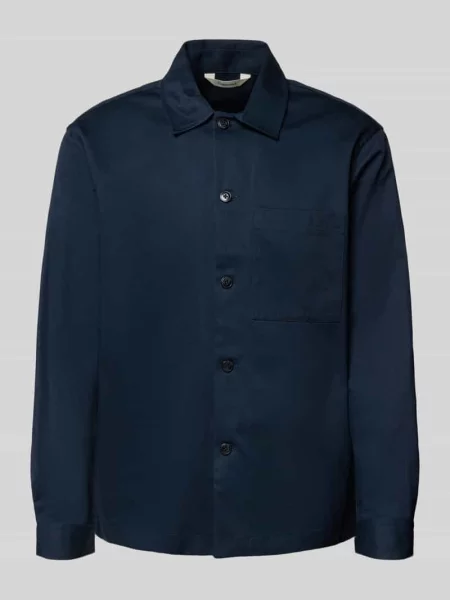 Kurtka koszulowa o kroju regular fit z czystej bawełny model ‘TATE’ Selected Homme granatowa