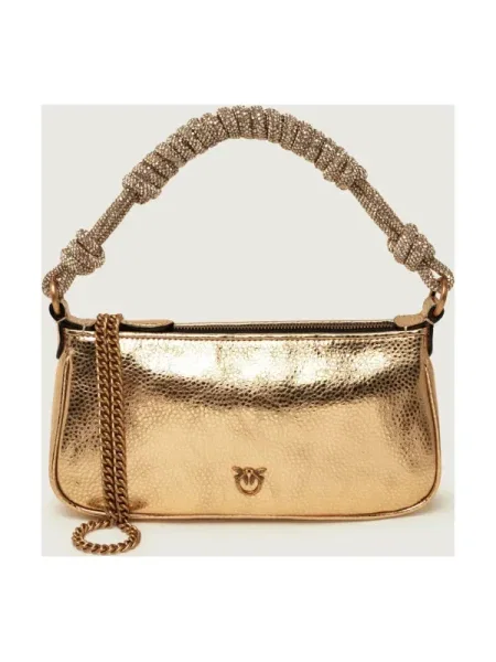 Pinko De piele geantă pe umăr Mini Half Moon Baguette auriu