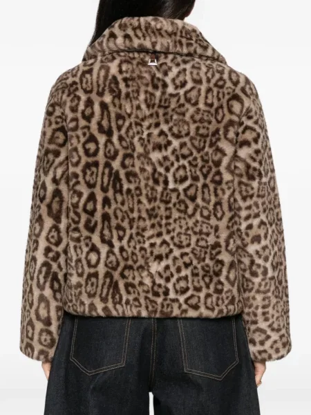 Palton de blană Apparis cu imagine cu model leopard cu blană