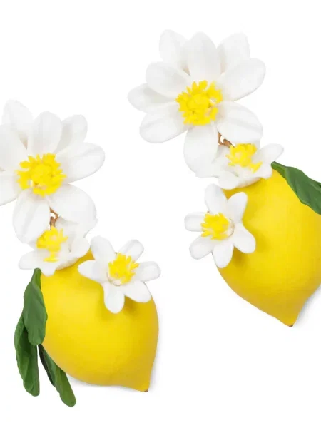 Cercei Jennifer Behr cu model floral galben