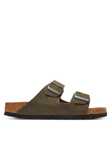 Kožne natikače Birkenstock za žene zelena