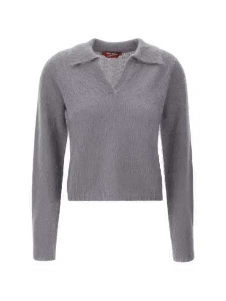 Dlouho svetr Max Mara s výstřihem do v šedý