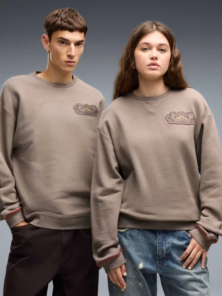 Свитшот Puma с круглым вырезом бежевый