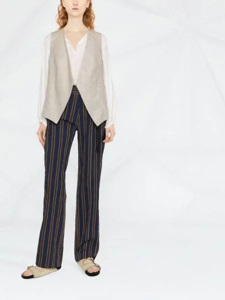 Dryžuotos kelnės Tory Burch mėlyna