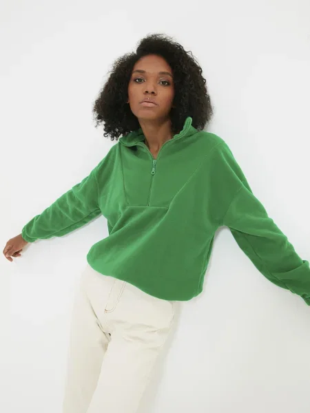 Tricou Trendyol din fleece verde