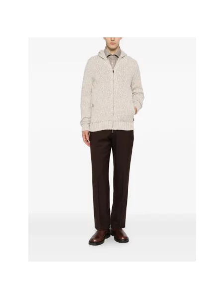 Kardigan Eleventy z kaszmiru z kapturem beżowy