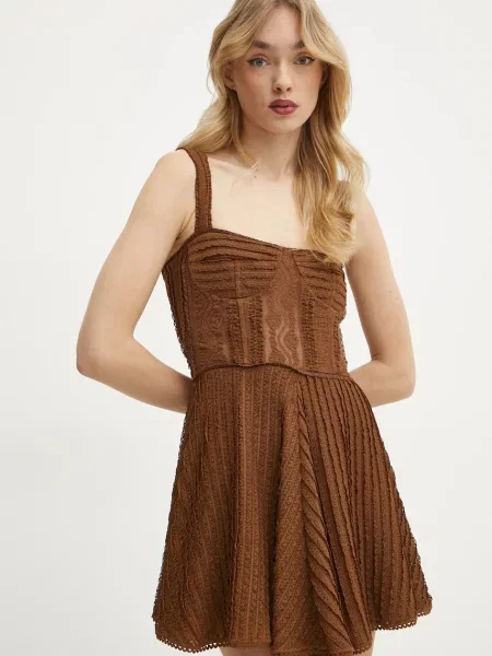 Charo Ruiz Ibiza sukienka Mai mini rozkloszowana brązowy