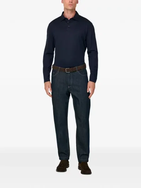 Μεταξωτό polo Boggi Milano μπλε