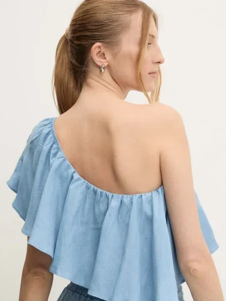 Блуза Answear Lab с изчистен дизайн синьо