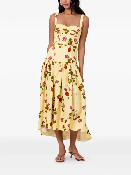 Rochie Nicholas cu model floral cu imagine galben
