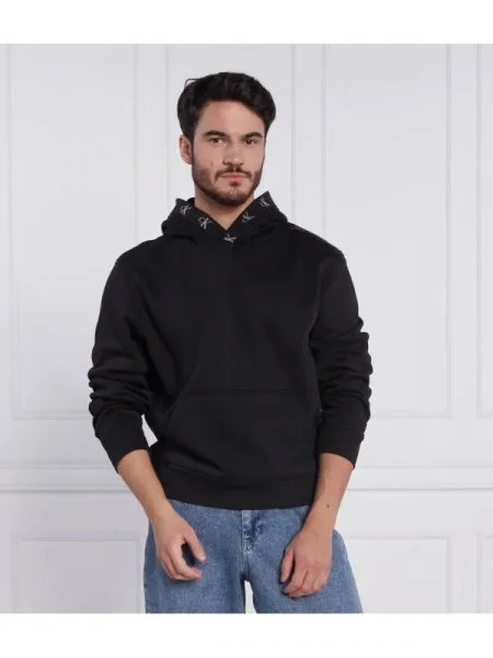 CALVIN KLEIN JEANS Hanorac LOGO JACQUARD negru