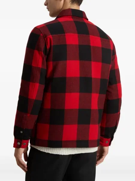 Geacă Woolrich de lână în carouri roșu
