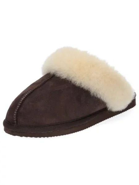 SHEPHERD Papuci de casă crem / închis maro