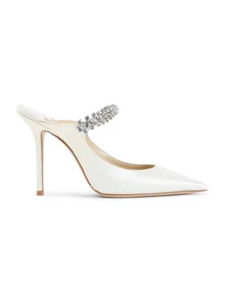 Satynowe klapki Jimmy Choo białe