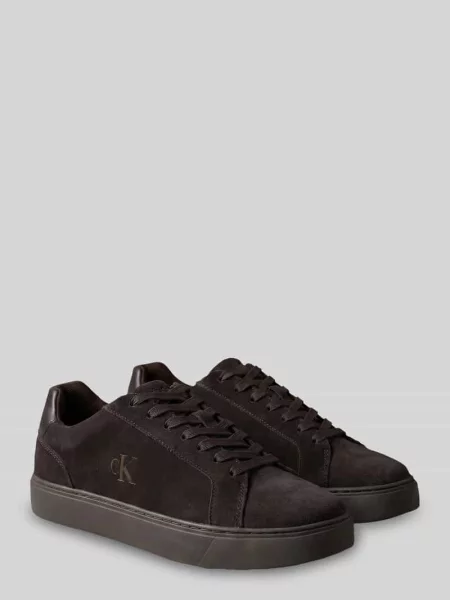 Sneakersy z prawdziwej skóry welurowej z bydła Ck Calvin Klein czarne