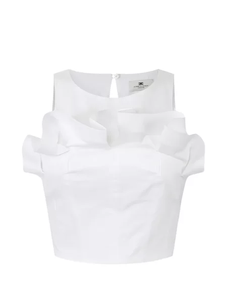 Top Elisabetta Franchi cu decolteu rotund alb