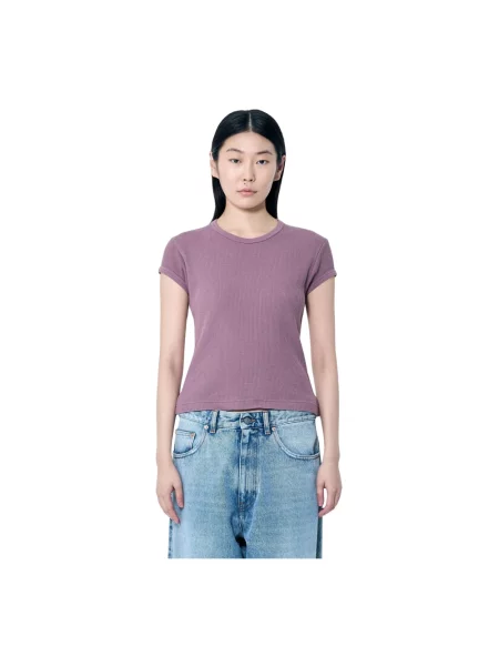 Koszulka Acne Studios z logo termoaktywna fioletowa