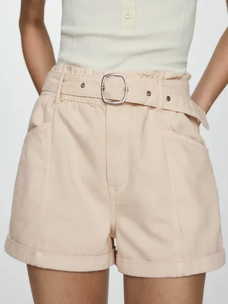 MANGO Шорти джинсові бежевий