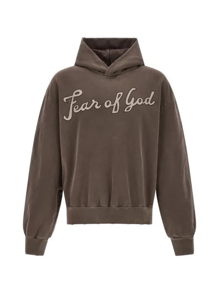 Hanorac cu glugă Fear Of God cu imagine maro