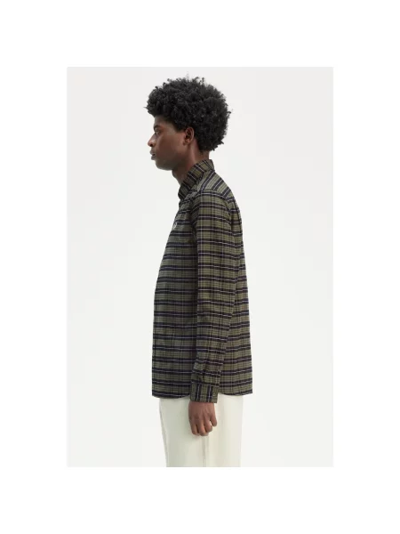 Cămașă Fred Perry în carouri din țesătură twill verde