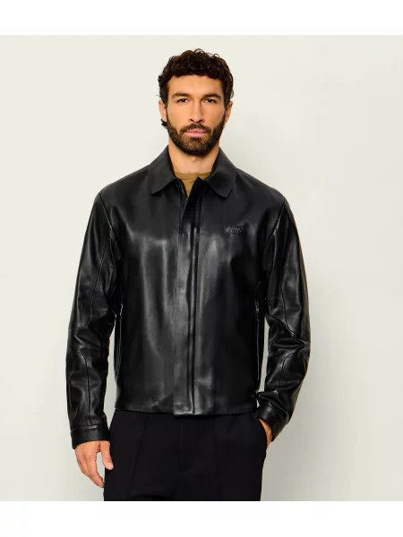 BOSS GREEN Geacă de piele LH_PS ST | Boss x Porsche negru